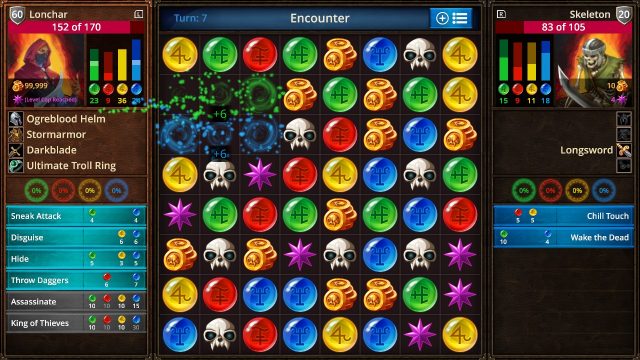 Puzzle Quest Combat Screen