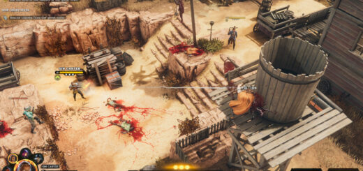 Hard West II battle. Gin Carter uses a rifle to shoot a gunman.