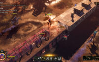 Hard West II train mission. Gunners on horsebacks flank a moving train.