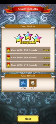 Completion rewards are based on time to clear. Stars
