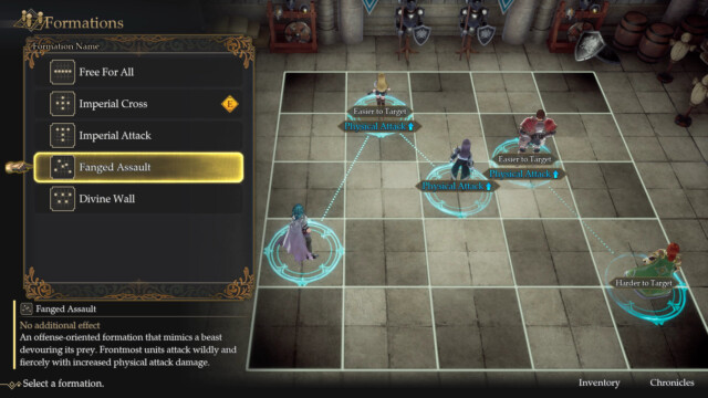 Formation setup screen